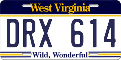 WV license plate DRX614