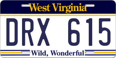 WV license plate DRX615