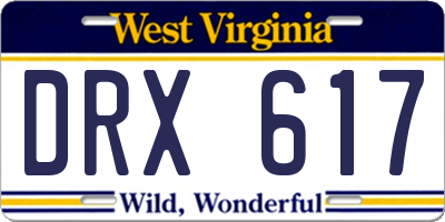 WV license plate DRX617