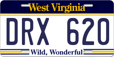 WV license plate DRX620
