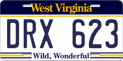 WV license plate DRX623
