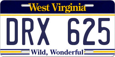 WV license plate DRX625