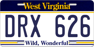 WV license plate DRX626