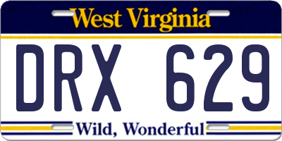 WV license plate DRX629