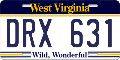WV license plate DRX631