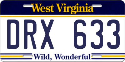 WV license plate DRX633