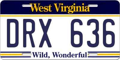 WV license plate DRX636