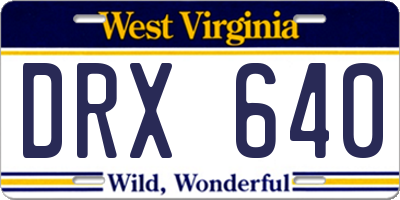 WV license plate DRX640