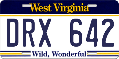 WV license plate DRX642