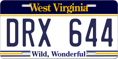 WV license plate DRX644