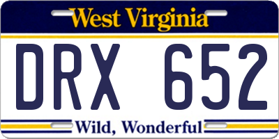 WV license plate DRX652