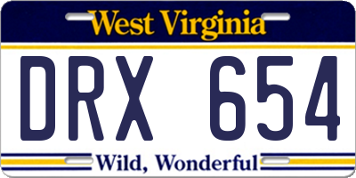 WV license plate DRX654