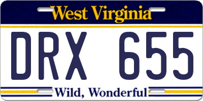 WV license plate DRX655