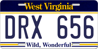 WV license plate DRX656