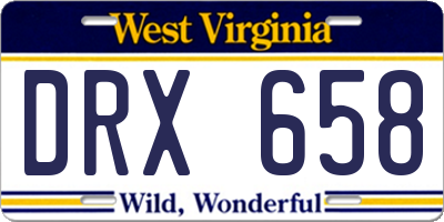 WV license plate DRX658