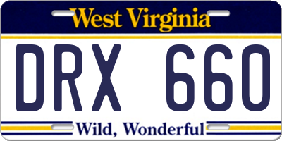 WV license plate DRX660