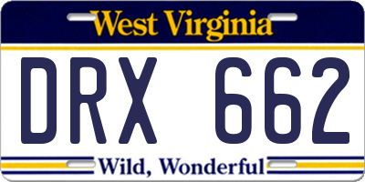 WV license plate DRX662