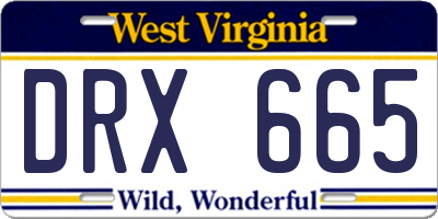 WV license plate DRX665
