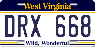 WV license plate DRX668