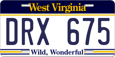 WV license plate DRX675