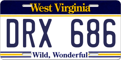 WV license plate DRX686