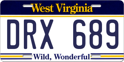 WV license plate DRX689
