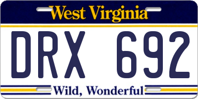 WV license plate DRX692