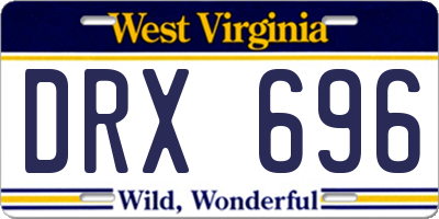 WV license plate DRX696