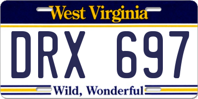WV license plate DRX697