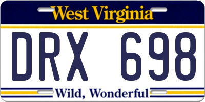 WV license plate DRX698