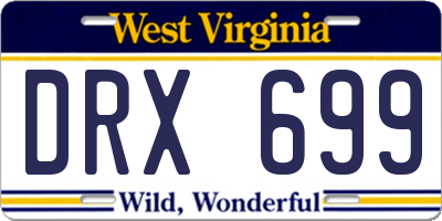 WV license plate DRX699