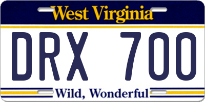WV license plate DRX700