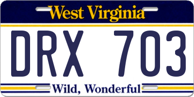 WV license plate DRX703