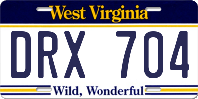 WV license plate DRX704