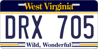 WV license plate DRX705
