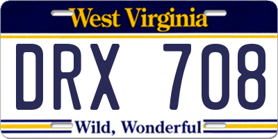 WV license plate DRX708