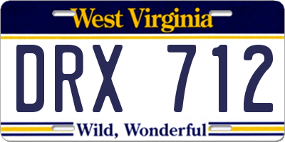 WV license plate DRX712