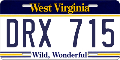 WV license plate DRX715