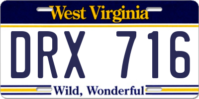 WV license plate DRX716
