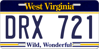 WV license plate DRX721