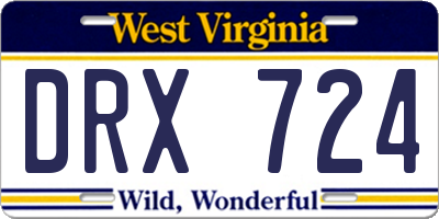 WV license plate DRX724