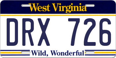 WV license plate DRX726