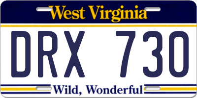 WV license plate DRX730