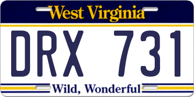 WV license plate DRX731