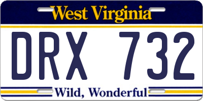 WV license plate DRX732