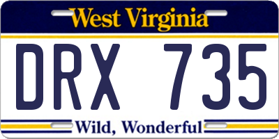 WV license plate DRX735