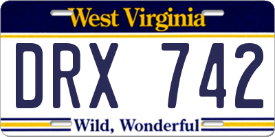 WV license plate DRX742
