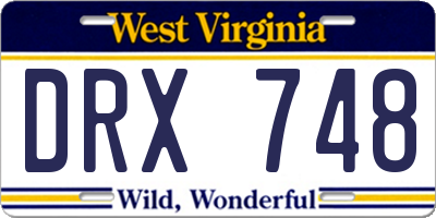 WV license plate DRX748