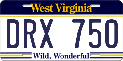 WV license plate DRX750
