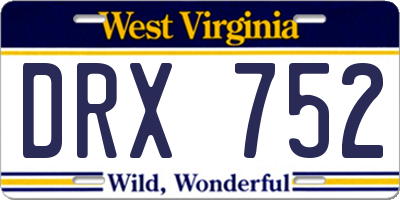 WV license plate DRX752